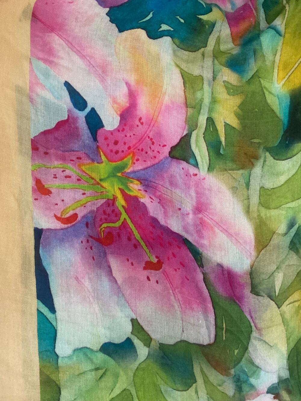 Tommy Bahama BIG floral shawl hibiscus tropical bright Hawaiian